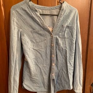 Light blue button down with lace back
